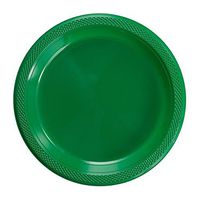 Exquisite Plastic Dessert/Salad Plates - Solid Color Disposable Plates - 100 Count (7 Inch, Emerald Green)