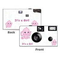 5 Elephant in Pink Disposable Cameras, Baby Shower, Single use, Flash WM-51093-C