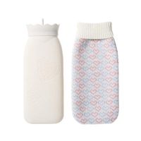 Creative Silicone Microwave Heating Hot Water Bag Portable Winter Hot Water Bottle Warmer Hand With Gift Box Cover,Beige