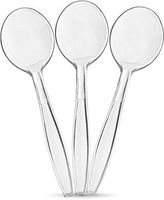 Plasticpro Clear Plastic Soup Spoons Disposable Cutlery Medium Weight Utensils 200 Count
