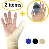 BodyMoves New Thumb Splint Brace Plus Finger Hot and Cold Gel Pack- tenosynovitis, Tendonitis, Trigger Thumb spica,Carpal Tunnel, CMC Adjustable wrist and Reversible Left Right Hand (Desert Sand)