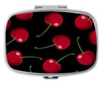 TAIGe Attractive red Cherries Pill Box/Pill case-Rectangular Pocket Pill Box/case-Two Compartments for Keeping Pill Box/case