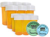 TimerCap - Stopwatch Cap Pill Organizer and Bottles, Medication Reminder (12 Pack 6 - Wide Mouth + 6-1.6 oz Containers) - CRC