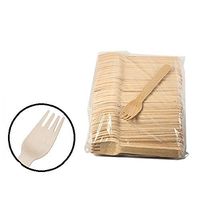 Healthcom Disposable Forks Wooden Disposable Cutlery Biodegradable Food Service Supplies Disposable Wooden Forks,100 Pcs