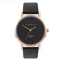 Fxbar Women Simple Quartz Analog Watch Comfortable Pu Leather Watches Durable Waterproof Minimalist Wrist Watch (Black)