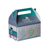 Hammont Paper Treat Boxes - Party Favors Treat Container Cookie Boxes Cute Designs Perfect for Parties and Celebrations 6.25" x 3.75" x 3.5" (10 Pack) (Cotton Candy)