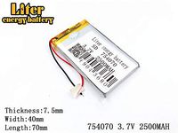 3.7V 2500mAh 754070 Lithium Polymer Ion Rechargeable Battery Lithium Polymer Li-Po Battery for MP4 GPS MP3 Bluetooth Stereo DIY Gift