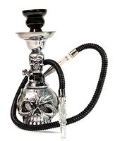 Dracarys Hookah by Dreki Pipes Smoking Hookah Shisha Pipe for Smoking and Collecting – Stylish, Smooth, Resin Pipe Vase Hose with Removable Parts Bowl 11.5 in with Full Accessories (Silver Skull 105)