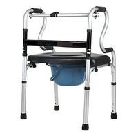 Commode chair ALUS- Walker/Walking Aid/Standing Walking Rack/Lower Limb Walking Walker/Stand Frame Aluminum Alloy Walker Adjustable Height Foldable (Walker + Cushion + Toilet)