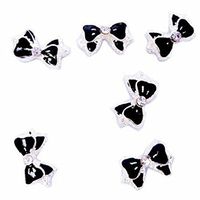 Nail Art,Putars Fashion 10Pcs 3D Black Alloy Rhinestones Bow Tie Glitters Slice DIY Dot