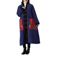 Bolayu Fashion Women Winter Coat Folk-Custom Cotton-Padded Lamb Cashmere Easy Cotton Jacket Overcoat (L, Blue)