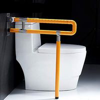 METTE Accessibility Foldable Toilet Grab Bar, Handicap Grab Bars for Elderly with Night Circle, Stainless Steel Bathroom Arms Handicapped Assist Medical Accessories (60CM)