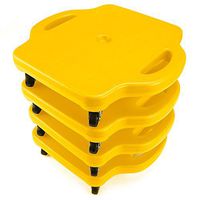 4-Pack of Large 16" Gym Class Scooter Boards with Safety Handles by K-Roo Sports (Yellow)