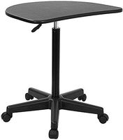 Mobile Laptop Computer Desk Table with Black Top and Adjustable Height