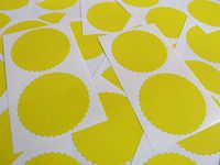 Minilabel 50mm Serrated Edge , Certificate Wafer Company Seal Labels , Stickers For Embossing , Awards & Rewards Yellow