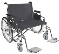 Drive Medical Sentra EC Heavy Duty Extra Wide Wheelchair with Various Arm Styles Arms, Black, 26"