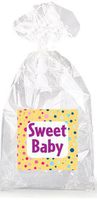 Rainbow Polka Dotted Sweet Baby Party Favor Bags with Ties - 12pack