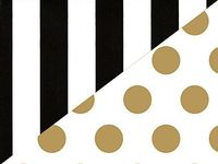Pack Of 1, Black Stripe And Gold Dot 24" X 417 Reversible Classic Designs Gift Wrap For 175 -200 Gifts Made In USA