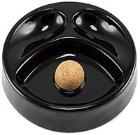 Butt Bat Tobacco Pipe Ashtray with Cork Knocker and 2 Pipe Stand Large - Black