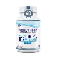 Coastal Vitamins L-Methylfolate 7.5 mg + B 12 (7500 mcg + 1000 mcg ) 60 ct Maximum Potency Active Folate, 5-MTHF, Additive/Filler Free, Gluten Free, Non-GMO, Vegetarian Capsules