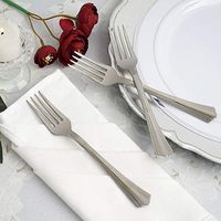 Efavormart 125 Pieces - 7" Silver Disposable Plastic Fork for Wedding Party Banquet Events Candy Buffets - Premiere Collection