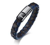 VNOX Medical Symbol Caduceus WARFARIN Genuine Leather Braided Stainless Steel Magnetic Clasp Cuff Bracelet