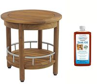 AquaTeak Patented 18" Omega Teak & Stainless Shower Bench with Shelf & AquaTeak Premium Teak Oil