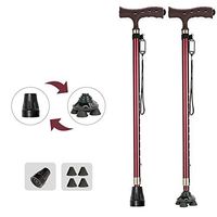 Aluminum Alloy Crutch, Retractable Old Non-Slip Rods Multifunctional Lighting Cane Seniors (1 Pack)