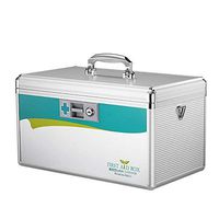 Glosen Lockable First Aid Box Security Lock Medicine Storage Box with Portable Handle (Large) 14x8.5x8.5 Inches Silver