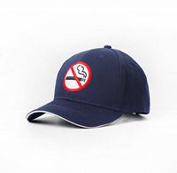Smoke-Free Hat/No Smoking Hat/Embroidered Baseball Cap/Designed by #HatsForACause to Help Save Lives, End Smoking for Good & Create A Smoke-Free World! (Navy Blue, Adjustable)