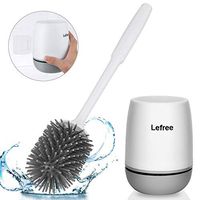 Lefree Silicone Toilet Brush and Holder,Bathroom Cleaner Brush Set,Non-Slip Handle Toilet Bowl Brush with TPR Soft Bristle,Wall Mounted/Floor Standing