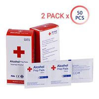 Alleta Alcohol Prep Pads Wipes,100 Pcs Sterile Alcohol Prep Pads Gauze Pads Individually Wrapped Swap Pad Wet Wipe for Skin Nail, Computer,Mobile Phone,Digital Camera,Notebook,6x3 cm(2x50PCS)