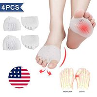 (4PCS) Ball of Foot Cushions, Bunion Corrector, Metatarsal Pads/Cushion-Reusable-Toe Separator, Soft Gel &Breathable, Best for Mortons Neuroma, Diabetic Feet, Hammer Toe, Rapid Pain Relief - White