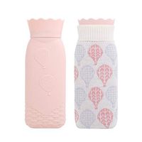 DricRoda Microwave Heating Water Bottle, Soft Silicone Hot Water Bag with Knit Cover, Nature Warming Bag for Body Pain Relief, Hot and Cold Therapy, Nice Gift for Christmas (Pink, L)