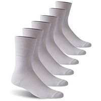 Facool Unisex Diabetic Cotton Socks, Loose Top Crew Fit for Better Circulation,Supersoft Moisture Wicking Crew Sock for Men Women,6 Pairs White X-Large