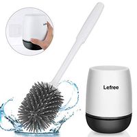 Lefree Silicone Toilet Brush and Holder,Bathroom Toilet Bowl Cleaner Brush Set,Non-Slip Handle with TPR Soft Bristle,Wall Mounted/Floor Standing