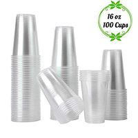 TashiLiving [ 16oz-100 Clear Plastic Coffee Cups Disposable Transparent Hot and Cold Drink Container for Water, Tea, Juice, Soda, Milk, 16 Ounce, BPA-Free