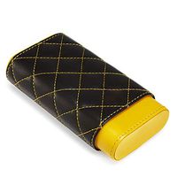 KEOA Portable Cigar Case,Cedar & Leather Cigar Storage Box for 3 Cigars,Yellow