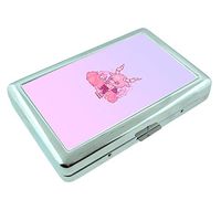 Horn Fire Em1 Hip Silver Cigarette Case Id Holder Metal Wallet 4" X 2.75" RFID Protection