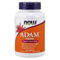 NOW Supplements, ADAM Men's Multivitamin with Saw Palmetto, Lycopene, Alpha Lipoic Acid and CoQ10, Plus Natural Resveratrol & Grape Seed Extract, 60 Tablets