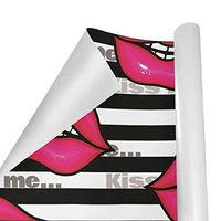 Gift Wrapping Paper Roll Pink Lips Stripe for Birthday,Holiday,Wedding,Baby Shower Gift Wrap - 3Rolls - 58inch x 23inch Per Roll