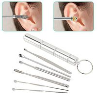 Alician Portable Stainless Steel Keychain Ear Spoon Wax Earpick Remover Tool with Metal Case