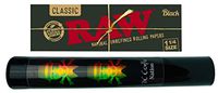 Herb Airtight Tube Pocket Protector with Raw Black Natural Rolling Papers 1 Count DC Crafts Nation- Rasta Skull
