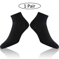 Forcool Diabetic Socks, Women's Men's Non Binding Loose Top Moisture Wicking Dry Fit Ankle Low Cut Cotton Diabetic Socks Edema Socks Diabetes Socks with Seamless Toe, 1 Pair Black Medium