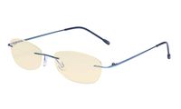 Eyekepper Womens Blue Light Blocking Computer Reading Glasses with Yellow Filter Lens-Rimless Stylish Small Readers,Blue +1.75