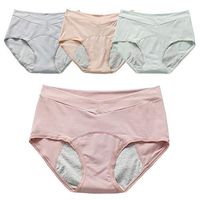 Leak Proof Protective Briefs 4Pcs High Waist Women Sexy Menstruation Period Panties Cotton Menstrual Underwear Easy Clean,L