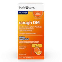Basic Care 12 Hour Cough DM, Dextromethorphan Polistirex Extended-Release Oral Suspension, Cough Suppressant, 12 Hour Cough Relief, 5 Fluid Ounces