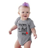 Ugthe Infant Clothing Mom Dad Me Letter Print Newborn Baby Onesies Short Sleeve Summer Bodysuit Romper - Grey 12-18M