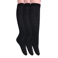 Diabetic Socks Over The Calf Big and Tall Extra Wide Full Cushion Socks Made in USA (10-13, Black - 3 Pairs)