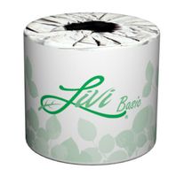 Solaris Paper 21724 Livi Basic Leaf Embossed Bath Tissue, 2 Ply, 4.06" X 3.66", 500 Sheets Per Roll, White (Pack of 96)